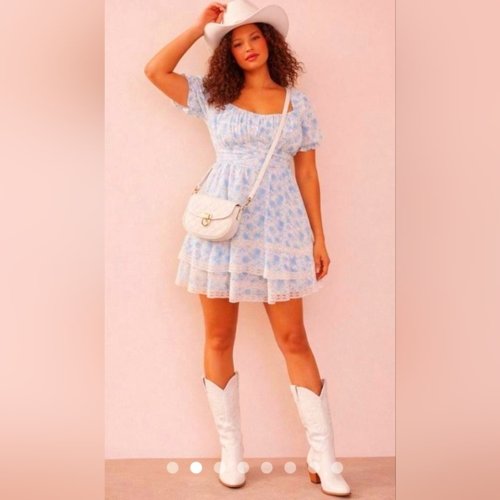 ARULA Light Blue Floral Mini Dress - Picture 11 of 11
